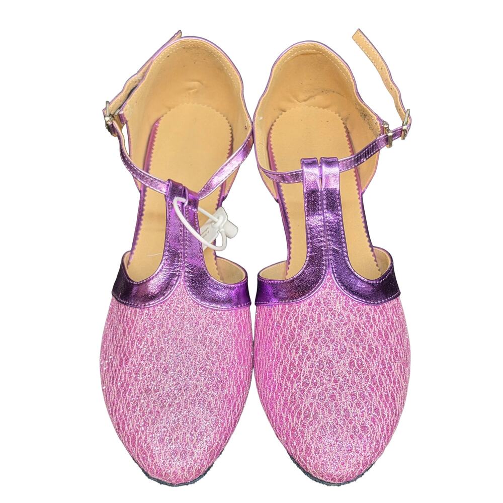 Dance & Sway Ballroom Dance Shoes Women Size 9 Purple Pink TStrap Low Heel 1.3”